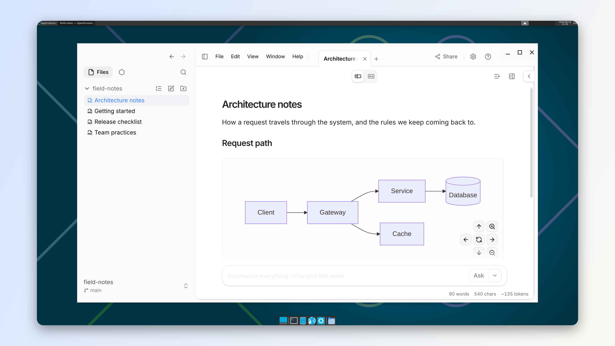 The OpenKnowledge desktop app running on Linux